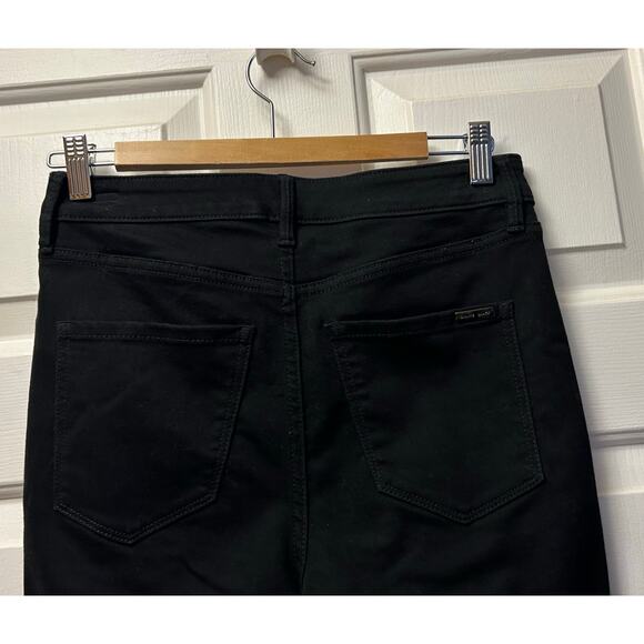 White House Black Market High-Rise Embroidered Black Cuff Slim Crop Jeans, Sz. 2 - Picture 9 of 11